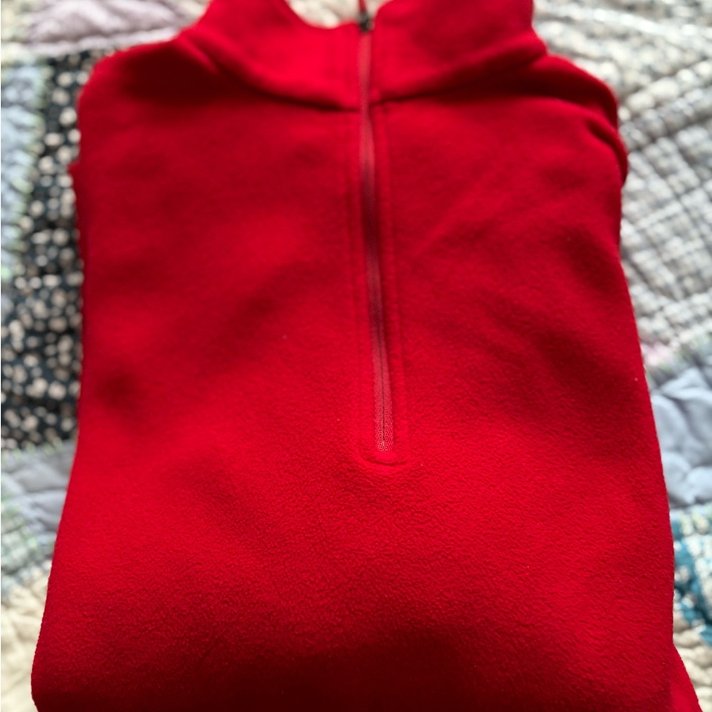 Lands' End Bold Red Fleece Pullover